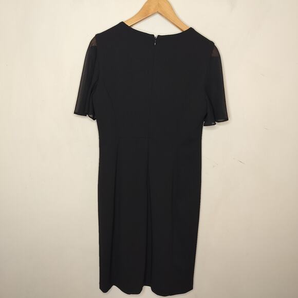 Calvin Klein Black Chiffon Sleeve Dress Sheath - Picture 9 of 11